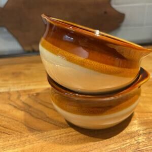 Vintage Crestware pottery soup bowls set of two